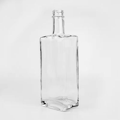 500ml transparent square shape glass wine bottle Whiskey bottle polymer lid glass cap