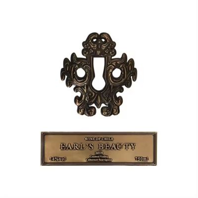 Custom Antique Brass Engraved zinc alloy material Furniture Wine cosmetic Metal Plate Plaque Label