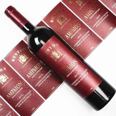 custom self adhesive print wine label stamping hot foil embossed label for wine bottle