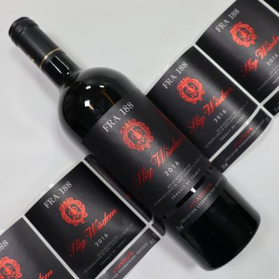 Custom Luxury Matte Black Hot stamping foil golden embossed writing label wine bottle sticker 3D embossed wine label