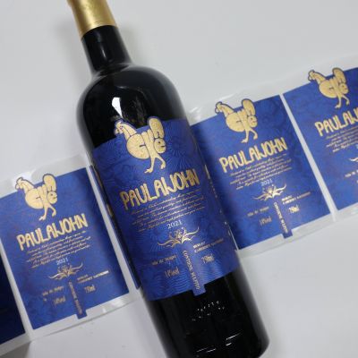 Private label red wine custom high-end self-adhesive vinyl PET printing logo waterproof wine label bottle label