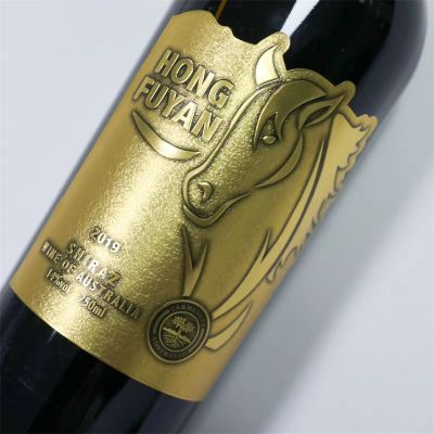 Custom Logo Luxury Matte Black Textured Sliver Foil Stamping 3D Embossed Label Sticker Wine Bottles Labels