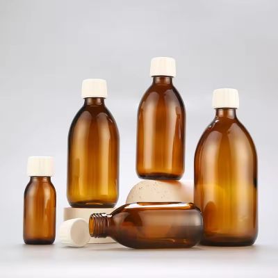 Pharmaceutical Bottle Amber Round Bottle With Screw Mouth Medical Slurry Oral Liquid Glass Plastic Bottle Sugar