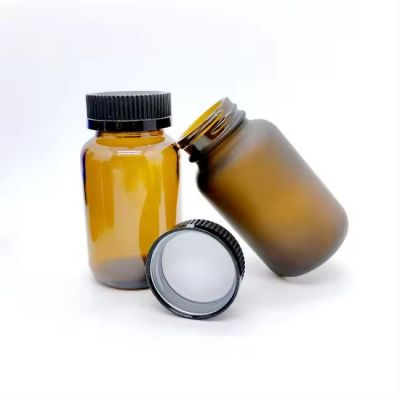 Luxury Amber Medicine Capsule Vitamin Bottle Supplement Bottle Empty Glass Packer Medicine Pill Glass Bottle With Cap