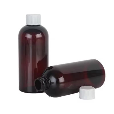 Wholesale PET Plastic Medicine 500cc Cough Syrup Liquid Bottle Brown Drinking Bottle Water Bottle liquid With Screw Cap