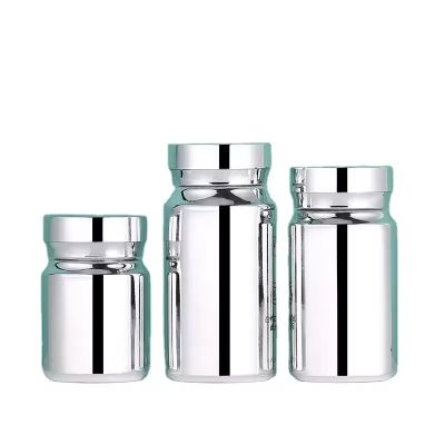 IN STOCK Silver PET Vitamin Bottle Premium Portable Empty pharmacy bottles Medicine Containers for Capsule Supplement Tablet
