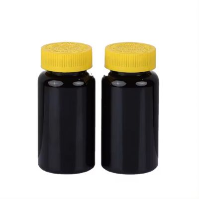 Round shape black PET plastic Health Care Food Bottle Medicine Pill Vitamin Capsule Bottles 120cc 200cc With CRC Lid
