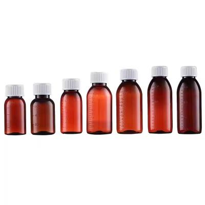 5oz 150ml PET Lean Plastic Amber Bottles Empty Pet Medicine Liquid Cough Syrup Bottle Oral liquid Bottles
