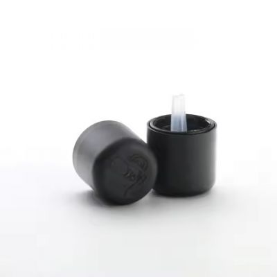 Matte black 18mm 18/410 CRC child proof plastic essential oil dropper cap with orifice reducer plug