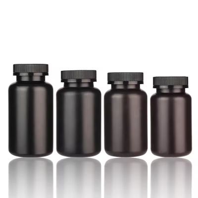 Wholesale Matte Black HDPE Pill Plastic Medicine Bottle Empty Plastic Solid Powder Medicine Pill Cylindrical Chemical Container