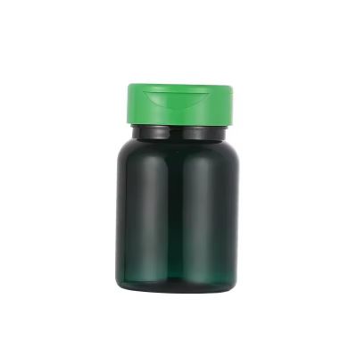 CUSTOM Dark Green Plastic Empty Refillable Bottles For Pill Tablet Vitamin Jar Salts Green Protection Cap Packaging Capsules