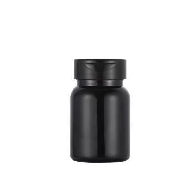 CUSTOM Pill/Tablets/Capsule/Vitamin/Supplement/Maca/Health Care PET Round Plastic Packaging Bottle Black Color with Screw Cap