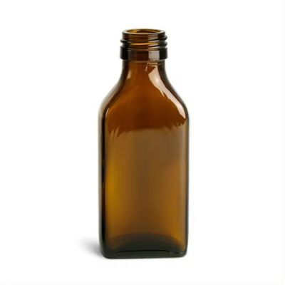 100ml amber glass rectangular flat square bottle