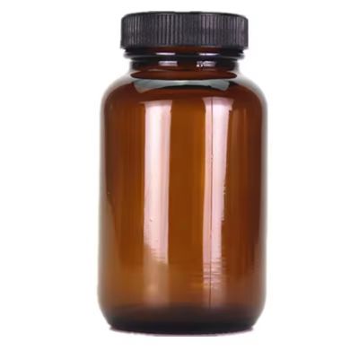 Wholesale Wide mouth amber glass bottle capsule bottle with lid