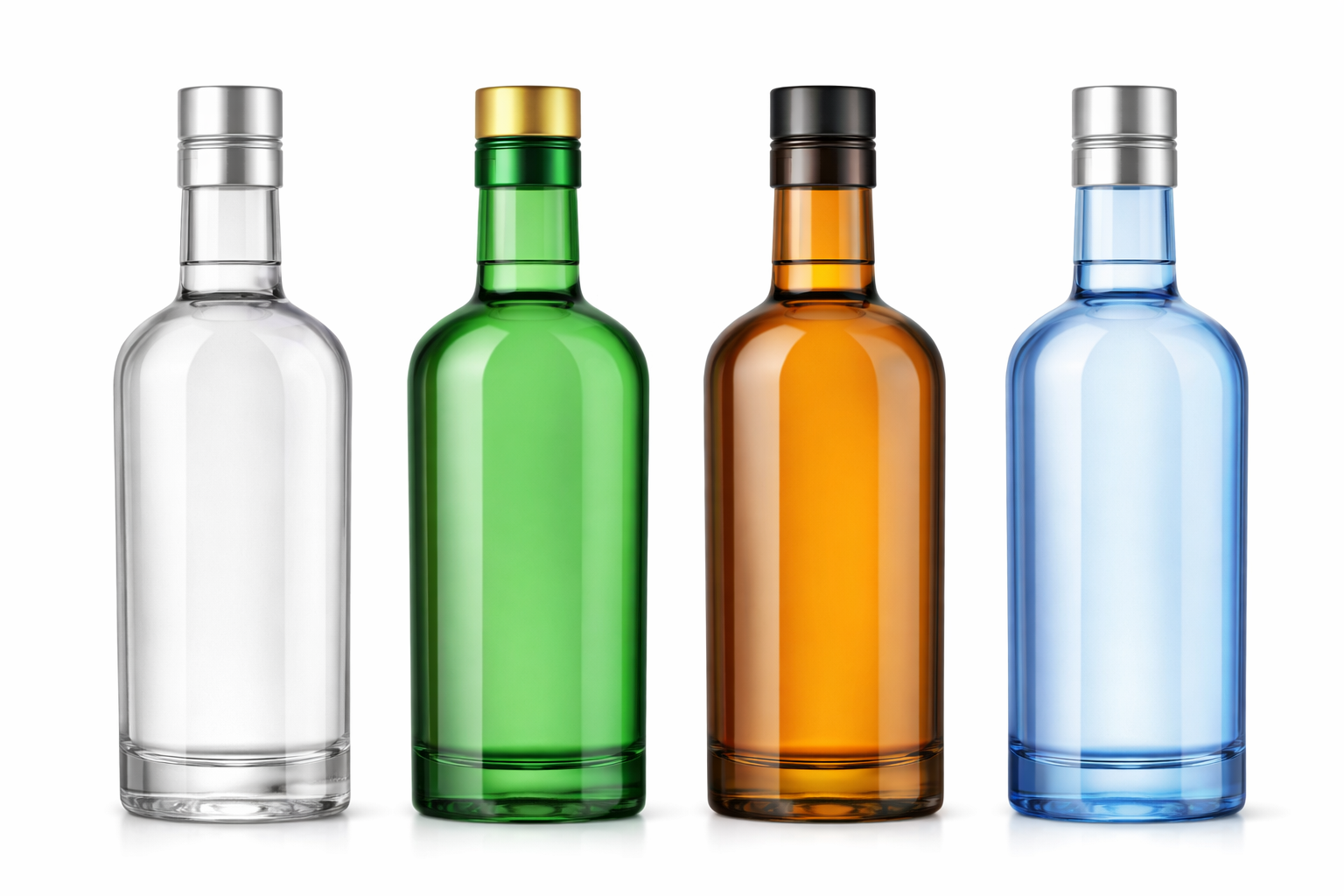  Colored liquor bottles buying guide: clear, green, amber, and blue glass bottles for bulk winery and spirits purchasers