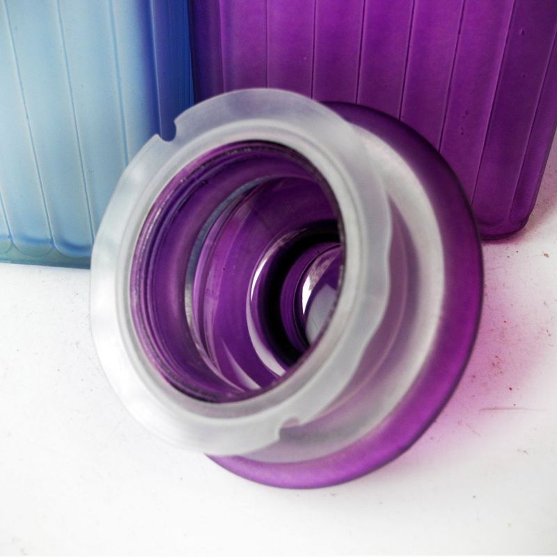 Custom cylindrical frosted stained glass candle jar with lid,High