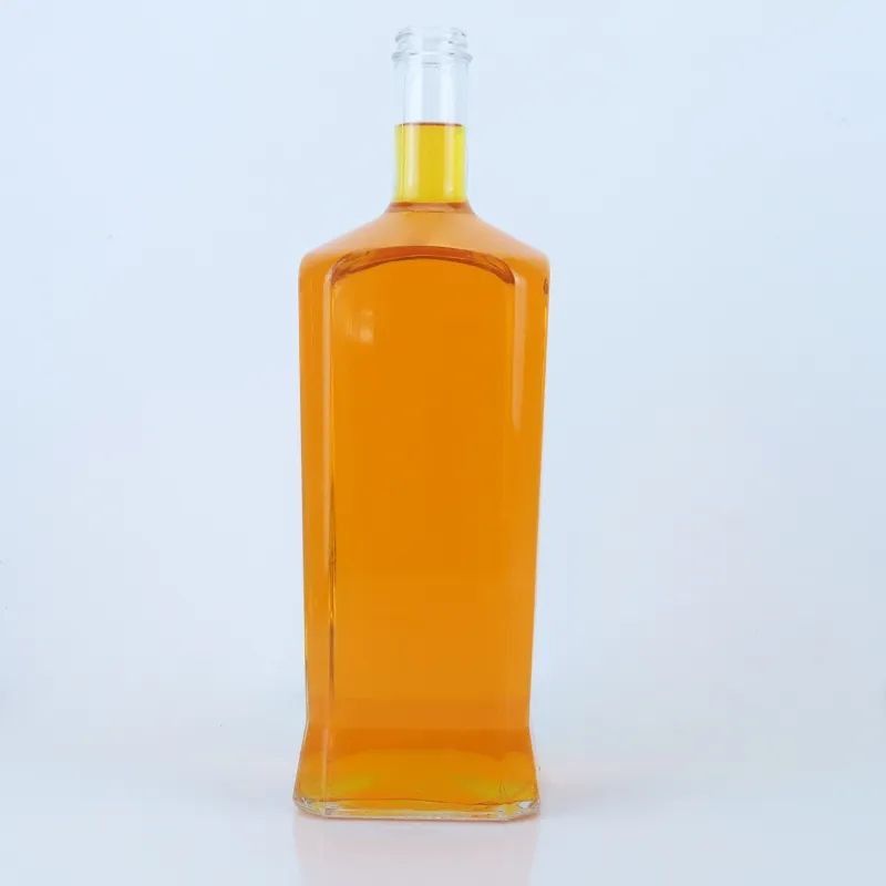 Food grade rectangular vodka tequila rum whiskey glass bottle with cork cap