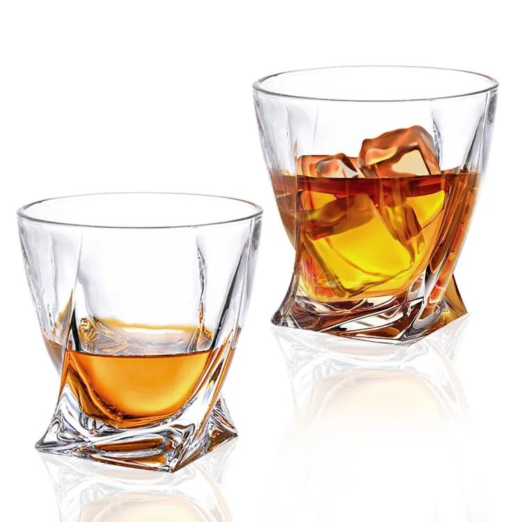 Crystal Unique Heavy Base Whiskey Shot Glasses 300Ml LeadFree Twist