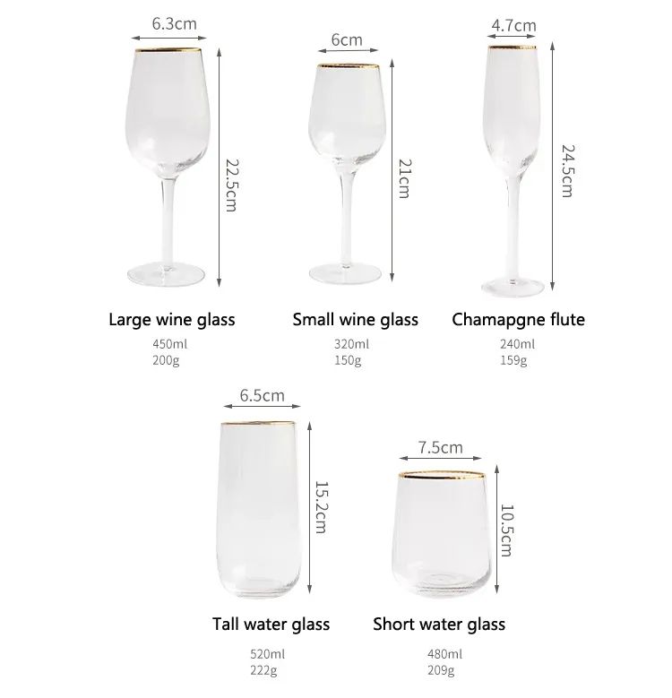 Amazon Hot Sale 100% Lead Free Classical Crystal Hand Blown Long Stem Red Wine Glass