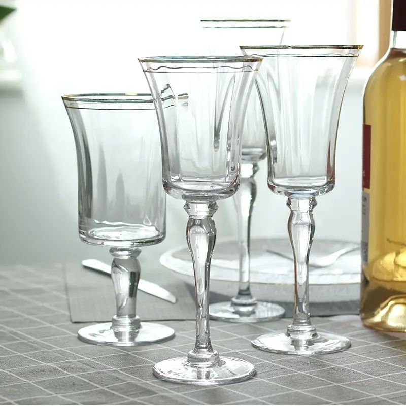 Amazon Hot Sale 100% Lead Free Classical Crystal Hand Blown Long Stem Red Wine Glass