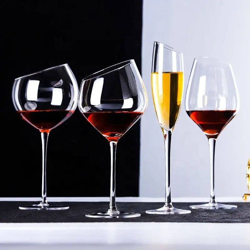 Amazon Hot Sale 100% Lead Free Classical Crystal Hand Blown Long Stem Red Wine Glass