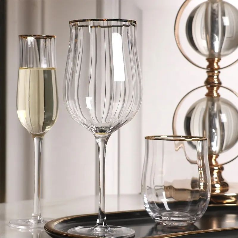 Amazon Hot Sale 100% Lead Free Classical Crystal Hand Blown Long Stem Red Wine Glass