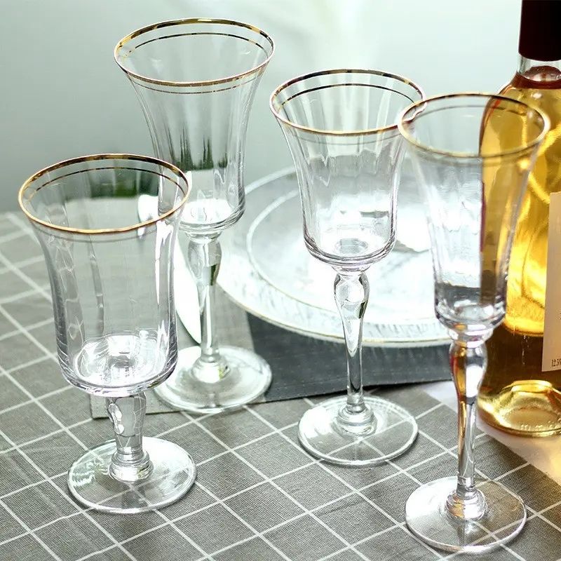 Amazon Hot Sale 100% Lead Free Classical Crystal Hand Blown Long Stem Red Wine Glass