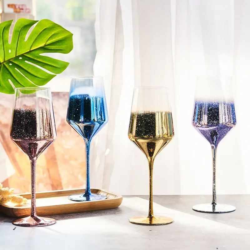 Amazon Hot Sale 100% Lead Free Classical Crystal Hand Blown Long Stem Red Wine Glass