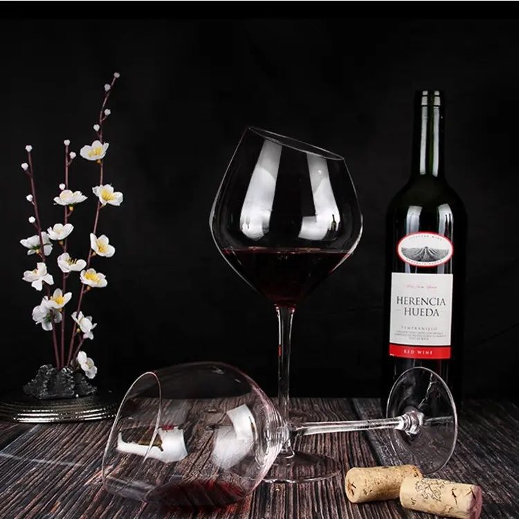 Amazon Hot Sale 100% Lead Free Classical Crystal Hand Blown Long Stem Red Wine Glass