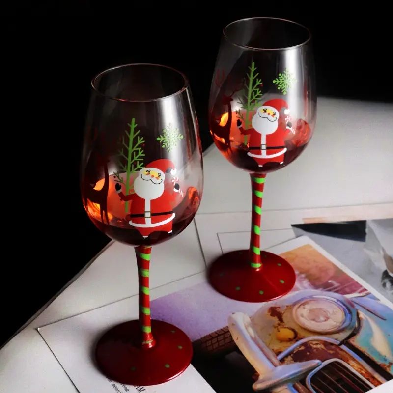 Amazon Hot Sale 100% Lead Free Classical Crystal Hand Blown Long Stem Red Wine Glass