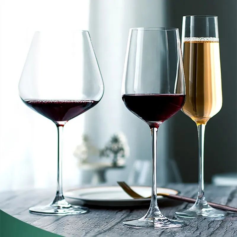 Amazon Hot Sale 100% Lead Free Classical Crystal Hand Blown Long Stem Red Wine Glass