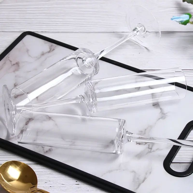 Amazon Hot Sale 100% Lead Free Classical Crystal Hand Blown Long Stem Red Wine Glass
