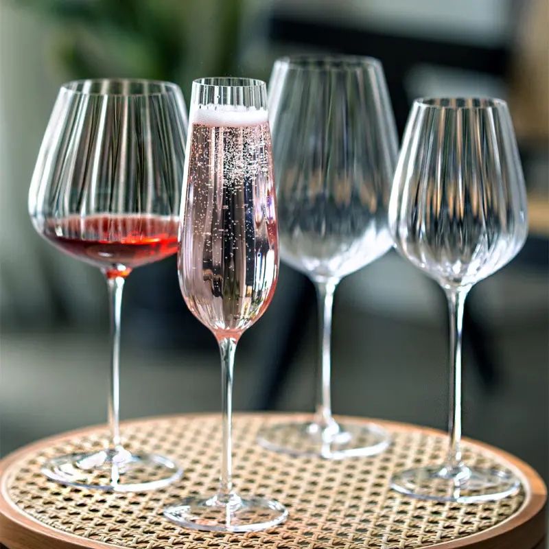 Amazon Hot Sale 100% Lead Free Classical Crystal Hand Blown Long Stem Red Wine Glass
