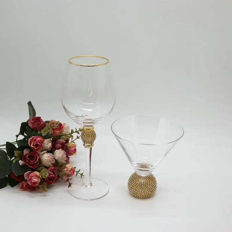 Amazon Hot Sale 100% Lead Free Classical Crystal Hand Blown Long Stem Red Wine Glass