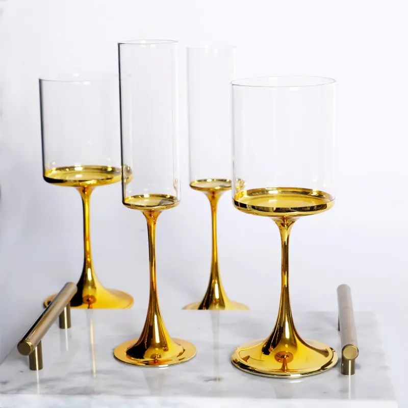 Amazon Hot Sale 100% Lead Free Classical Crystal Hand Blown Long Stem Red Wine Glass