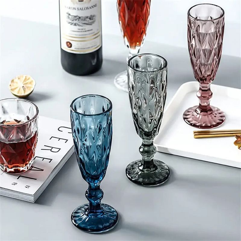 Amazon Hot Sale 100% Lead Free Classical Crystal Hand Blown Long Stem Red Wine Glass