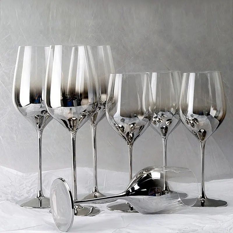 Amazon Hot Sale 100% Lead Free Classical Crystal Hand Blown Long Stem Red Wine Glass
