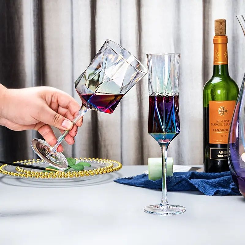 Amazon Hot Sale 100% Lead Free Classical Crystal Hand Blown Long Stem Red Wine Glass