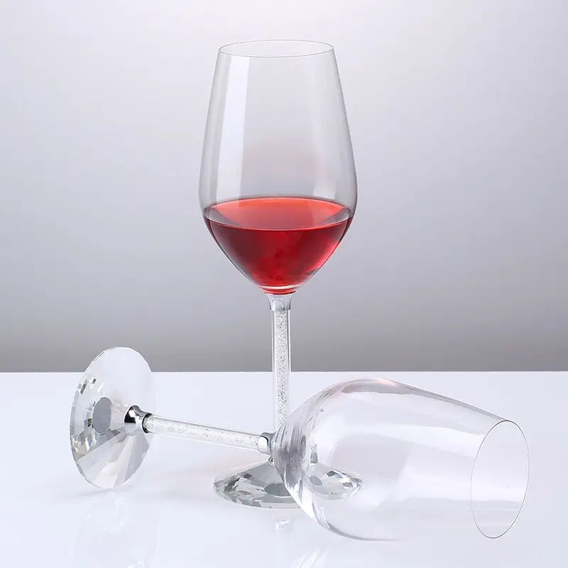 Amazon Hot Sale 100% Lead Free Classical Crystal Hand Blown Long Stem Red Wine Glass