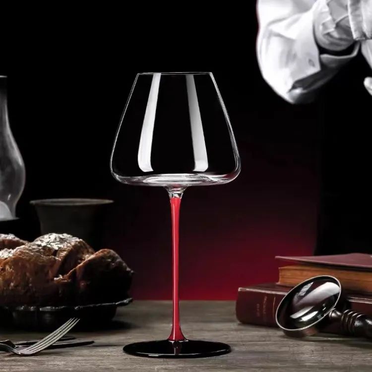 Amazon Hot Sale 100% Lead Free Classical Crystal Hand Blown Long Stem Red Wine Glass