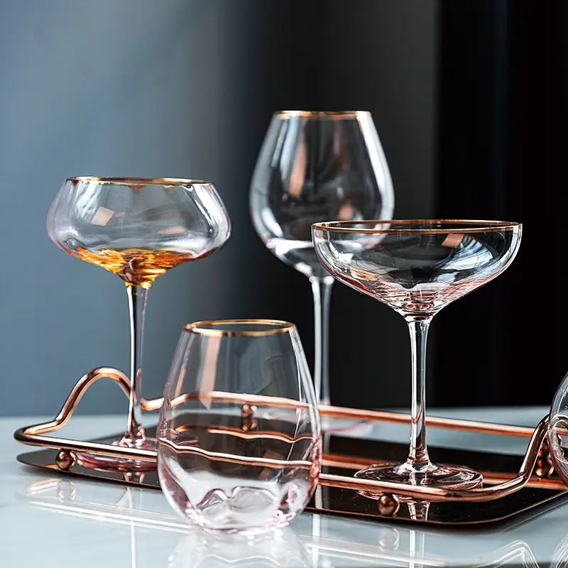 Amazon Hot Sale 100% Lead Free Classical Crystal Hand Blown Long Stem Red Wine Glass