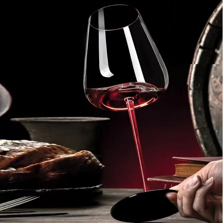 Amazon Hot Sale 100% Lead Free Classical Crystal Hand Blown Long Stem Red Wine Glass