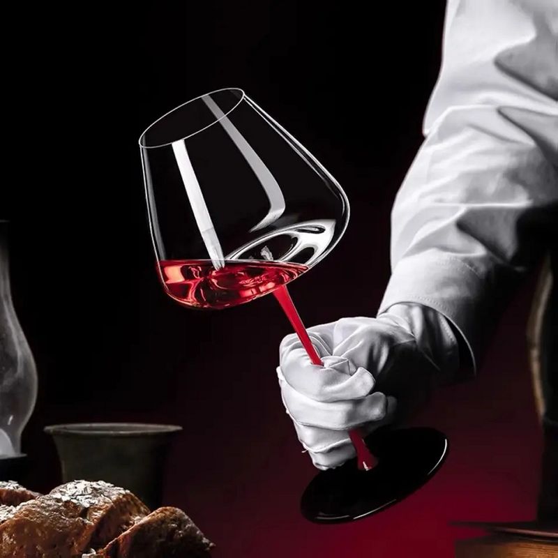 Amazon Hot Sale 100% Lead Free Classical Crystal Hand Blown Long Stem Red Wine Glass