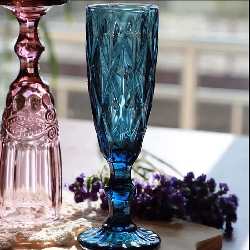 Amazon Hot Sale 100% Lead Free Classical Crystal Hand Blown Long Stem Red Wine Glass