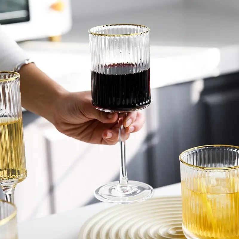 Amazon Hot Sale 100% Lead Free Classical Crystal Hand Blown Long Stem Red Wine Glass