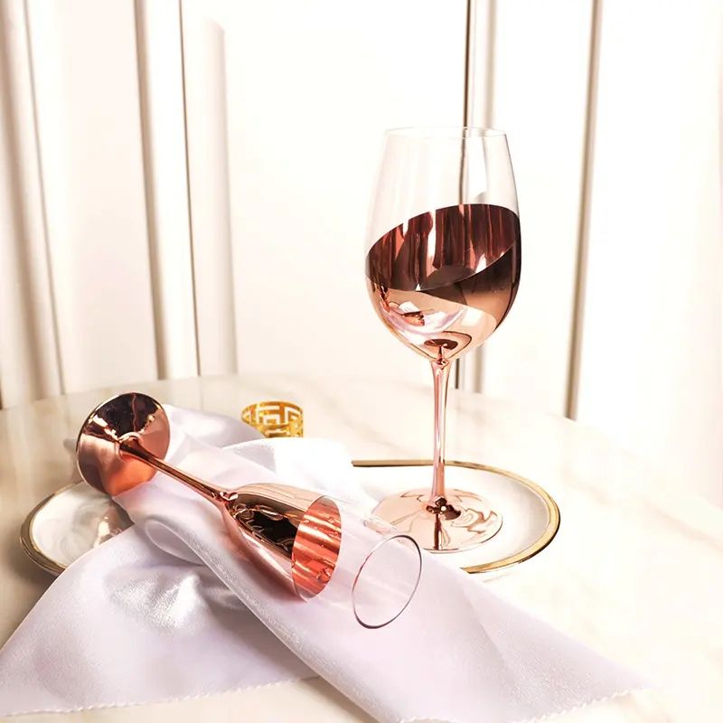 Amazon Hot Sale 100% Lead Free Classical Crystal Hand Blown Long Stem Red Wine Glass