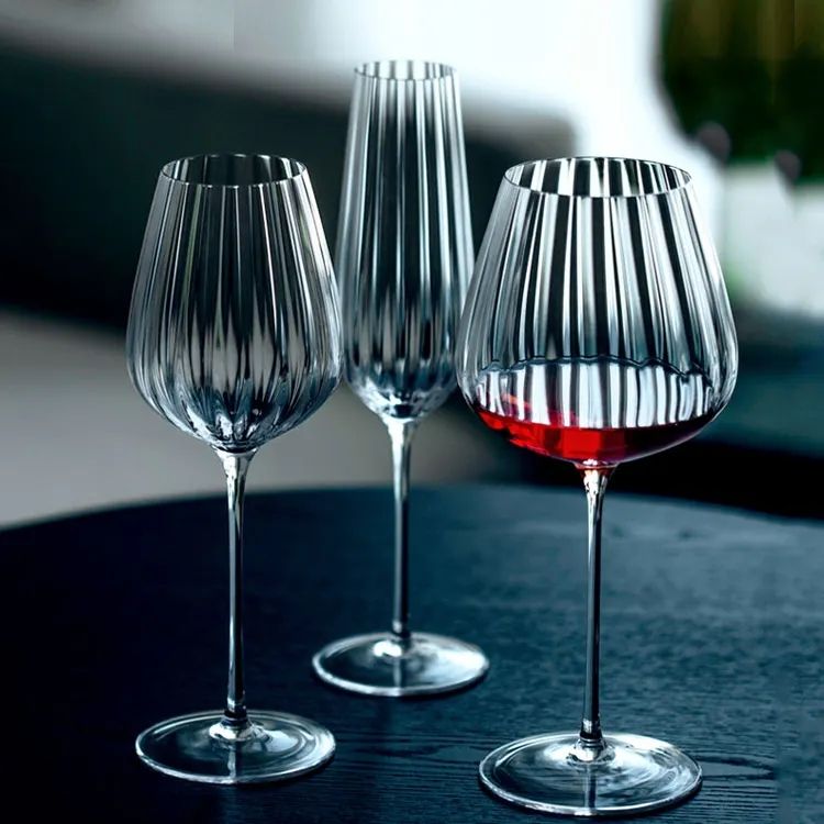 Amazon Hot Sale 100% Lead Free Classical Crystal Hand Blown Long Stem Red Wine Glass