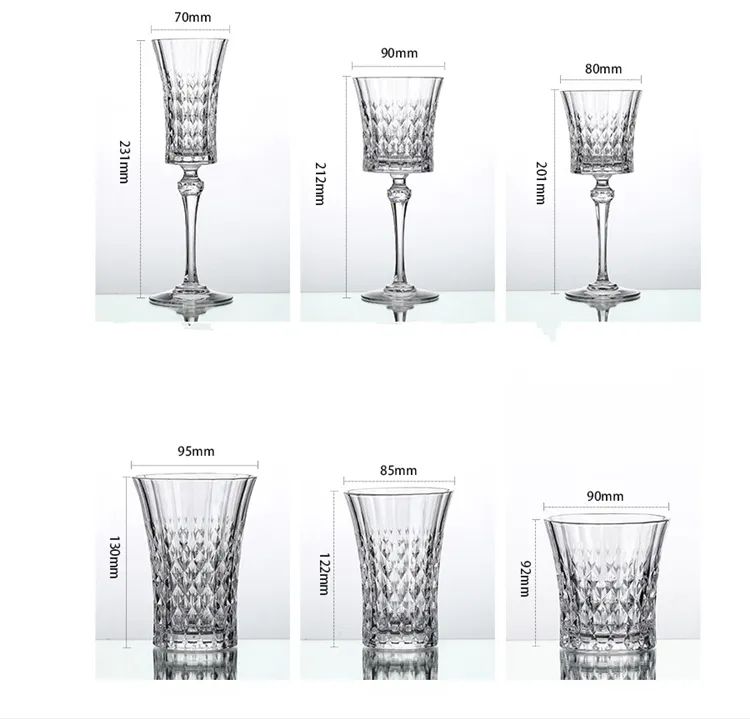 Amazon Hot Sale 100% Lead Free Classical Crystal Hand Blown Long Stem Red Wine Glass