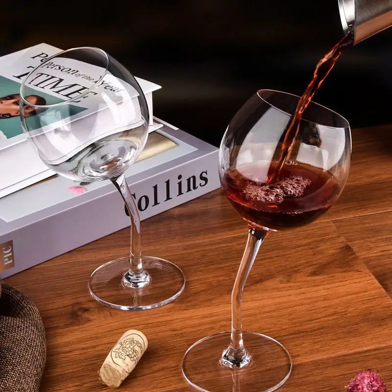 Amazon Hot Sale 100% Lead Free Classical Crystal Hand Blown Long Stem Red Wine Glass