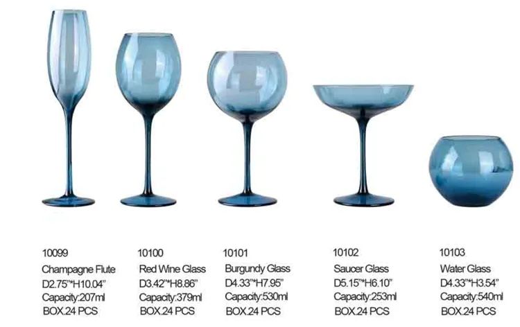 Amazon Hot Sale 100% Lead Free Classical Crystal Hand Blown Long Stem Red Wine Glass